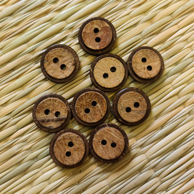 Light Brown  Wooden Buttons With Dark Brown Wooden Ring