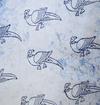 Light Indigo Pure Cotton With Dark Indigo Parrot Hand Block Print Blouse Fabric ( 1.25 Meter)