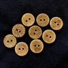 Light Wooden  Buttons With Carved Flowers