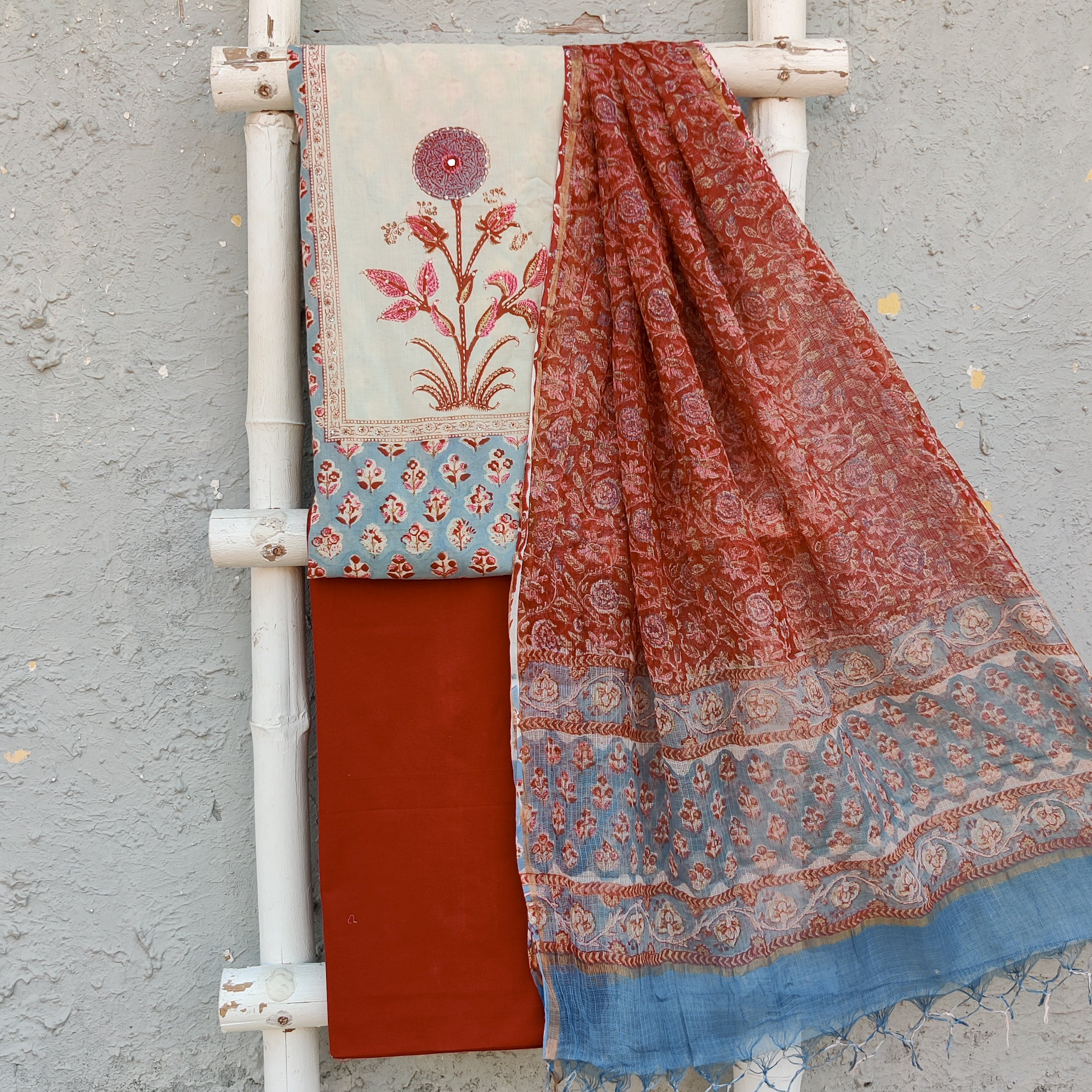 MADHU - Pure Mul Cotton Jaipuri Hand Block Printed Top With Yoke Plain ...