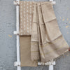 MANASVI - Cotton Silk Embroidered Beige Top With Cotton Silk Bottom And A Plain Cotton Silk Dupatta