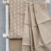 MANASVI - Cotton Silk Embroidered Beige Top With Cotton Silk Bottom And A Plain Cotton Silk Dupatta