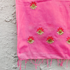 MEERA - Pure Cotton Beautiful Pink Embroidered Flowers Embroiedered Dupatta