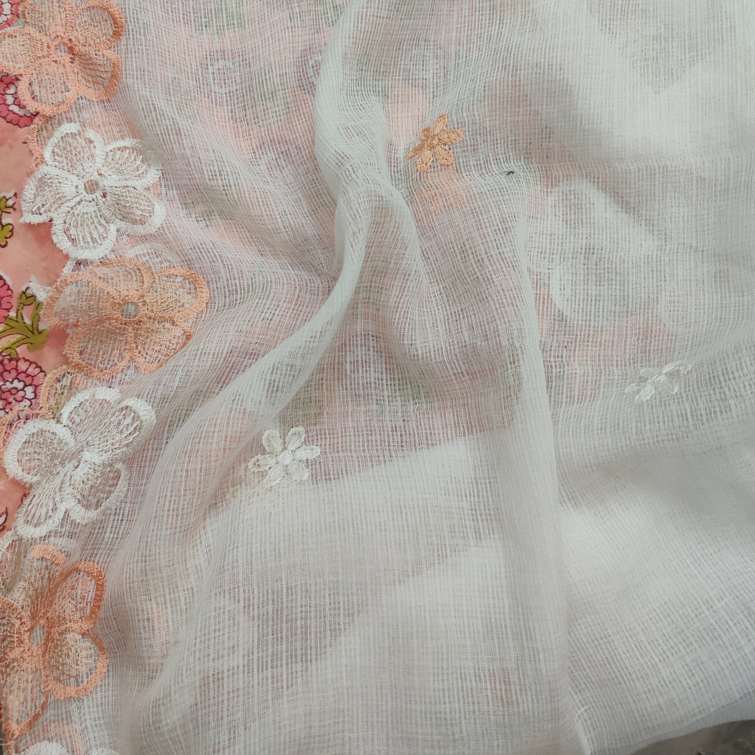 MEERA - Pure Cotton Jaipuri Top Fabric With Flower Scalloped White Kot ...
