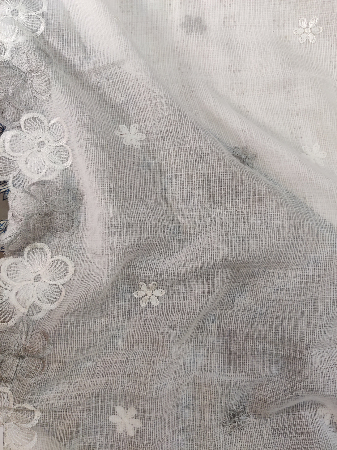 MEERA - Pure Cotton Jaipuri Top Fabric With Flower Scalloped White Kot ...