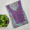 MEGHA - Pure Cotton Jaipuri Hand Block Printed Fabric With Embroidered Yoke Light Blue With Purple Kairi Pre Designed Kurta Fabric