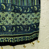 MIMI - Pure Cotton Persian Blue And Green Stripes Hand Block Printed Kaftan Free Size