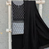 MUKTA - Pure Cotton Grey Jacquard Handloom Top With Black Mirror Work Yoke Plain Black Bottom And A Cotton Dupatta