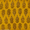Modal Cotton Ajrak Haldi Yellow With  Spade Motif Hand Block Print Fabric