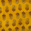 Modal Cotton Ajrak Haldi Yellow With Three Flower Plant Hand Block Print Fabric