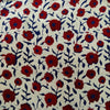 Modal Cotton Batik Dabu Blue With Maroon And Blue Flowers Hand Block Print Fabric