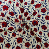 Modal Cotton Batik Dabu Blue With Maroon And Blue Flowers Hand Block Print Fabric