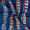 Modal Cotton Dabu Blue With Intricate Stripes Hand Block Print Fabric
