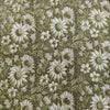 Modal Cotton Dabu Henna Green With White Daisy Floral Jaal Hand Block Print Fabric