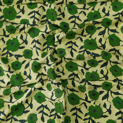 Modal Cotton Dabu Shades Of Green Jaal Hand Block Print Fabric