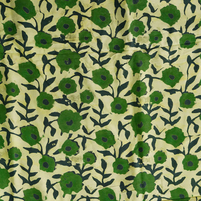 Modal Cotton Dabu Shades Of Green Jaal Hand Block Print Fabric