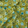Modal Cotton Green With Shades Of Light Blue Floral Jaal Hand Block Print Fabric
