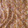 Modal Cotton Kalamkari Cream With Mustard Peach Leafy Jaal Hand Block Print Fabric