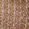 Modal Cotton Kalamkari Cream With Mustard Peach Leafy Jaal Hand Block Print Fabric
