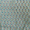 Modal Cotton Pastel Grey Green With Blue Flowers Hand Block Print Fabric