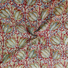 Modal Cotton Rust Kalamkari With Mustard Blue Lotus Jaal Hand Block Print Fabric