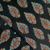 Modal Silk Ajrak Black With Pilea Hand Block Print Fabric
