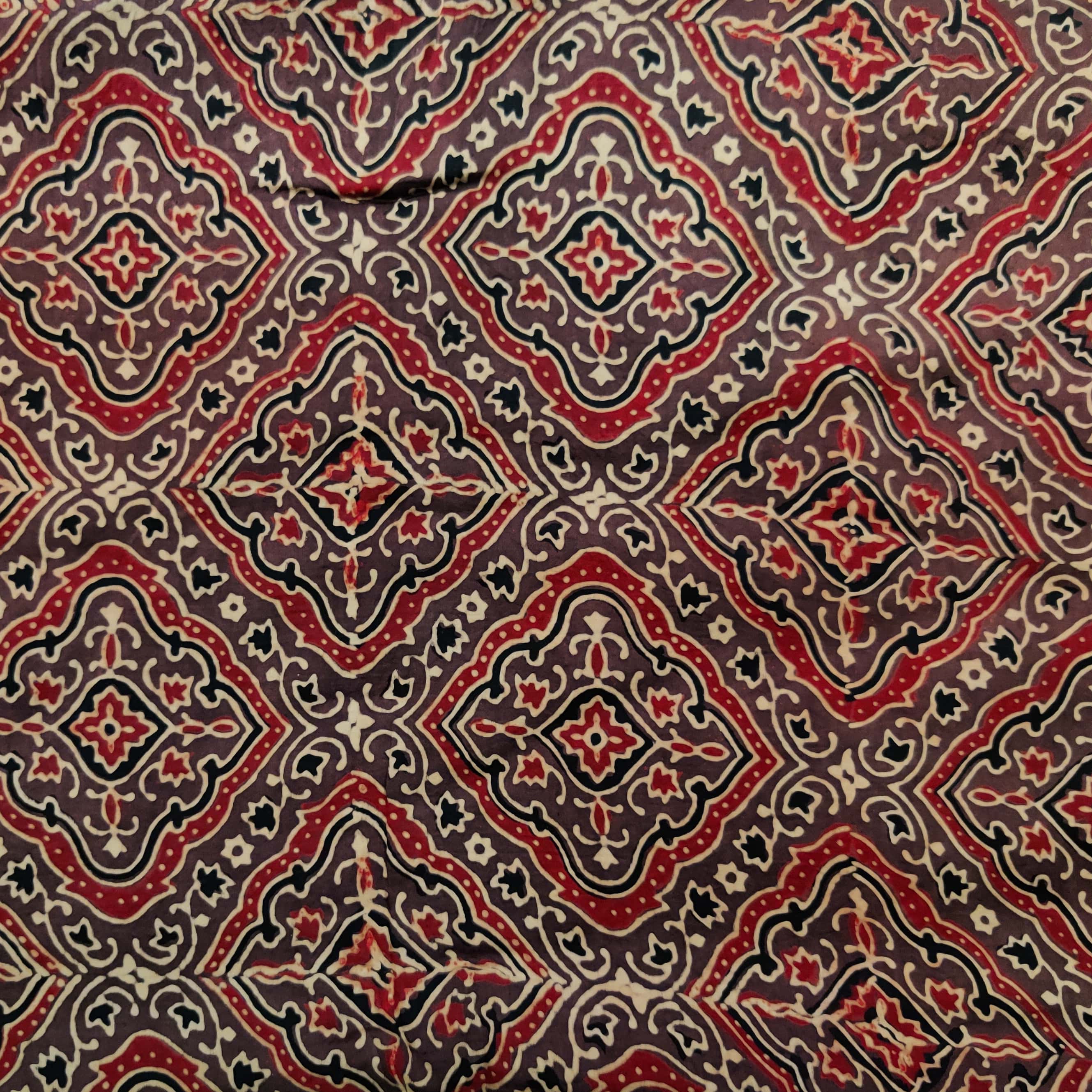 Modal Silk Ajrak Brown With Geometric Pattern Hand Block Print Fabric ...