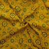 Modal Silk Haldi Dyed With Green Tile Hand Block Print Fabric