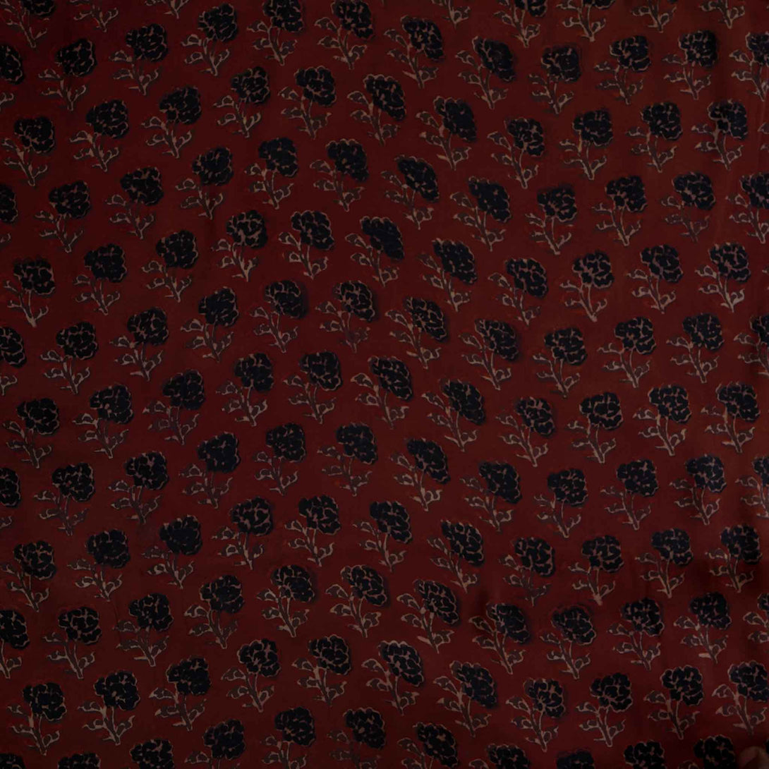 Beige - Vanaspati Block Printed Modal Silk Precut fabric - (1 meter) main image 1