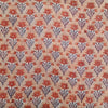 Mul Pure Cotton Jaipuri Light Peach With Drak Peach Buttercups Flower Motifs Hand Block Print Fabric