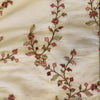 Mul Cotton Off White With Burgundy Shaded Tiny Flowers Jaal Embroidered Fabric