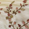 Mul Cotton Off White With Burgundy Shaded Tiny Flowers Jaal Embroidered Fabric