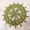 Mul Cotton Off White With Olive Green Kaatha Embroidery Fabric