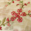 Mul Cotton Off White With Pink Shaded Tiny Flowers Jaal Embroidered Fabric