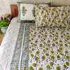 Mustard Jaal Pure Cotton Hand Block Printed Double Bedsheet Thread Count 250