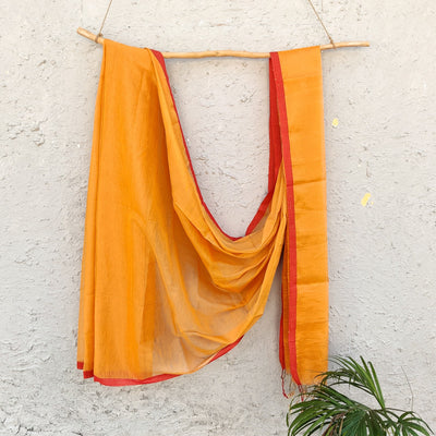 NAKSHATRA - Soft Mul Tissue Orange Gold Saree