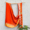 NARAYANI - Orange Linen With Ghicha Jamdani Temple Border