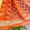 NARAYANI - Orange Linen With Ghicha Jamdani Temple Border
