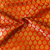 Orange Banarasi Brocade With Gold Leaf Butti Handwoven Fabric