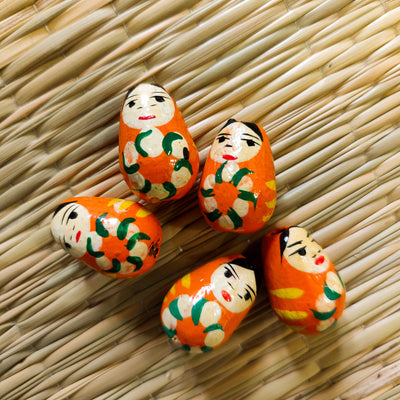 Orange Dolls Wooden Buttons