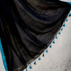 PIKU - Black With Light Blue Border Cotton Extra Soft Saree