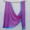 PIKU - Purple With Light Blue Border Cotton Extra Soft Saree