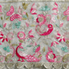 Organza Cream With Sequence Embroidery And A Family Of Birds Border Embroidered Fabric