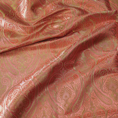Blouse Piece 0.90 Cm Banarasi Brocade Royal Pastel Dark peach With All Over Pattern Woven Fabric