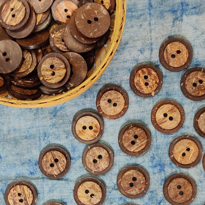 Pack Of 10 Brown Coconut Shell Double Buttons