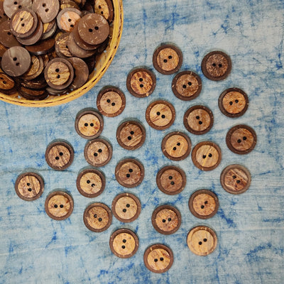 Pack Of 10 Brown Coconut Shell Double Buttons