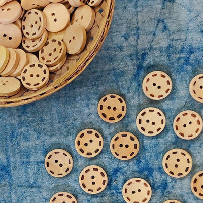 Pack Of 10 Light Brown Wooden Big Buttons