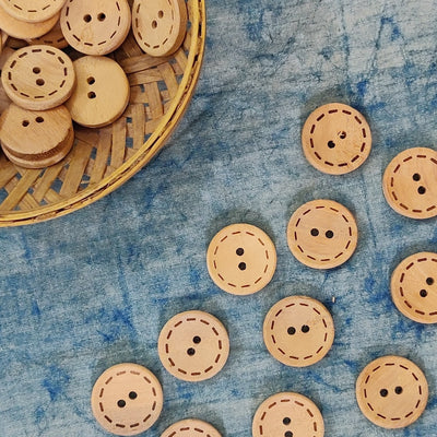Pack Of 10 Light Brown Wooden Buttons