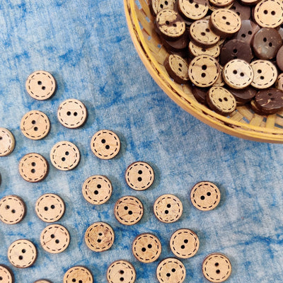 Pack Of 10 Light Brown Wooden Buttons