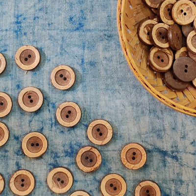 Pack Of 10 Light Dark Brown Concentric Circle Buttons